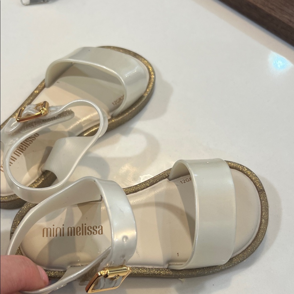 Mini Melissa Cream and Gold Sandals